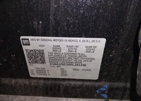 2024 Chevrolet Equinox Awd Ls z USA, uszkodzony, nr VIN 3GNAXSEG6RL241246